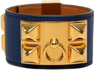 Herm&egrave;s Pre-owned Hermes Swift and Gold Plated Collier de Chien Bracelet Ladies 65OWN99Y7Z6PSX0Y