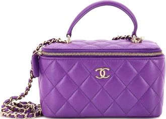 Chanel Classic Top Handle Vanity Case with Chain Quilted Lambskin Small crossbody bag - Viola