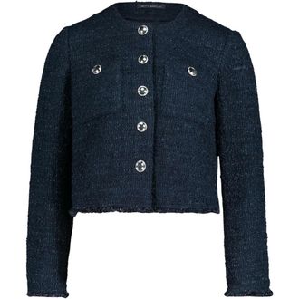 Betty Barclay Korte Gestructureerde Blazer Jas - Dames - Jassen - Blauw - Maat: 2XL Leer