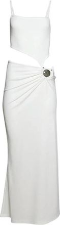 CHRISTOPHER ESBER Versierde Ribgebreide Jurk met Cut-Outs - Dames - Avondkleed - Wit - 3XS - Kleedjes