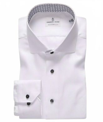 Emanuel Berg Mens Cotton Twill Dress Shirt In White