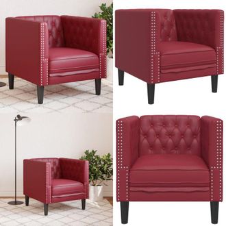 vidaXL Poltrona Chesterfield Rosso Vino in Similpelle - Poltrona in similpelle - Poltrona in ecopelle