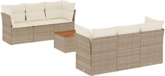 vidaXL Vidaxl - Set Sof&aacute;s De Jard&iacute;n 7 Piezas Y Cojines Rat&aacute;n Sint&eacute;tico Beige