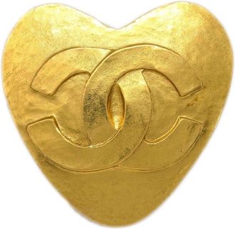 Chanel 1995 CC heart brooch - women - Gold Plated - One Size