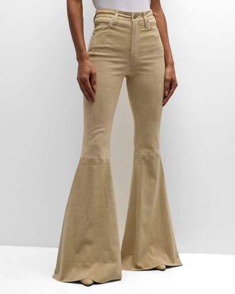 Co&ucirc;t de la Libert&eacute; Super High-Rise Bell Flared Suede Pants