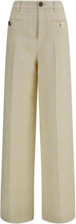 Gucci Katoenen Casual Broek - Dames - Wijde Broeken - Beige - M - Katoen - Broeken