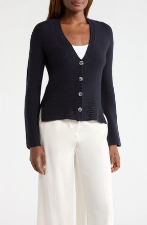 Emporio Armani Virgin Wool & Cashmere Cardigan in Solid Blue Navy at Nordstrom, Size Xx-Large