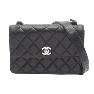 Chanel Pre-owned Matelasse Lamsleer Schoudertas - Dames - Pre-owned - Zwart - Maat: ONE Size Leer