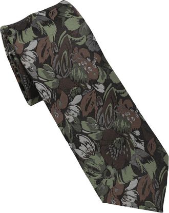Ben Sherman Abstract Floral Jacquard Slim Tie in Brown/Green at Nordstrom Rack