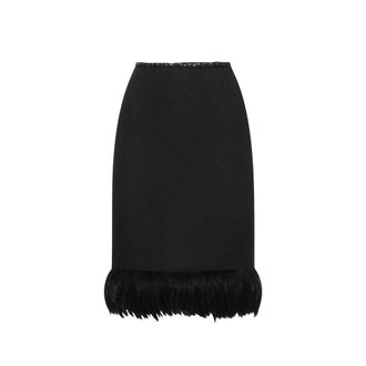 Saint Laurent Black Silk Midi Womens Skirt