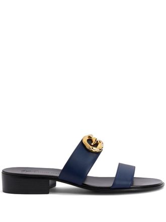 Giuseppe Zanotti Sandali Gregorie con applicazione logo - Blu