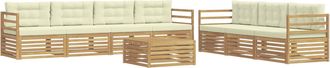 vidaXL Conjunto De Sof&aacute;s De Exterior 8 Uds. Blanco Y Crema Poli&eacute;ster Vidaxl