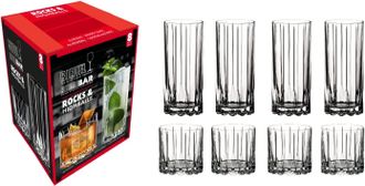 Riedel 8 Piece Bar Glassware Set, 4 Rocks and 4 Highball