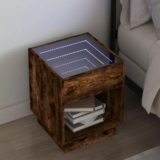 vidaXL Comodino Con Led Infinity Rovere Marrone 40x40x50 Cm - Vidaxl
