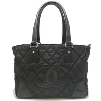 Chanel Black Nylon Leather Tote Bag (Pre-Owned)