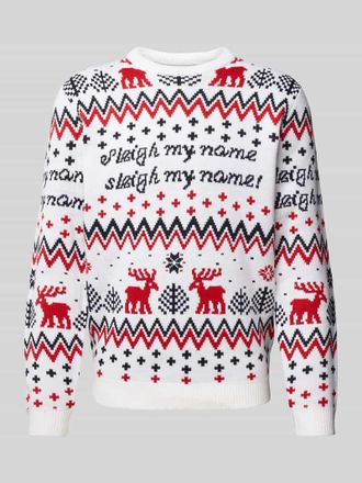 Only & Sons Strickpullover mit Motiv- und Statement-Stitching Modell XMAS in Offwhite, Gr&ouml;&szlig;e L