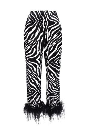 Giulia N. Giulia N Polyester Stretch Trousers - White/Black