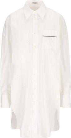 Brunello Cucinelli Cotton Poplin Shirt - Dames - Overhemden - Wit - S - Katoen - Overhemden