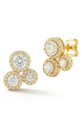 Glaze Jewelry Cubic Zirconia Cluster Halo Stud Earrings in Gold at Nordstrom Rack