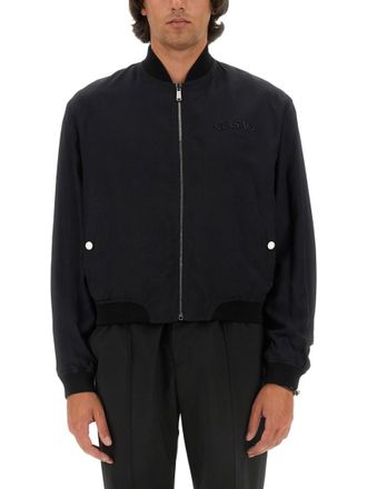 Versace Multicolor Logo Mock Collar Jacket