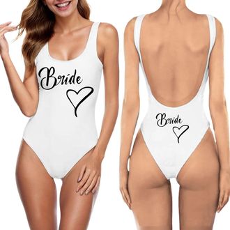 Generic Womens One-Piece Swimsuits Hen Party Swimming Costume One Piece Swimsuit Swimwear Bride to Be Letter Print Beachwear Slim Bikini Monokini Bridesmaid T