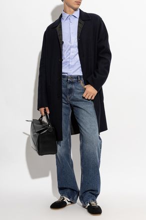 Etro Double-sided Wool Coat, Mens, Navy Blue