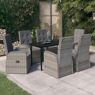 vidaXL Juego De Comedor De Jard&iacute;n 7 Piezas Con Cojines Gris Vidaxl