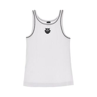 Pinko Love Birds embroidery ribbed tank top Woman XS