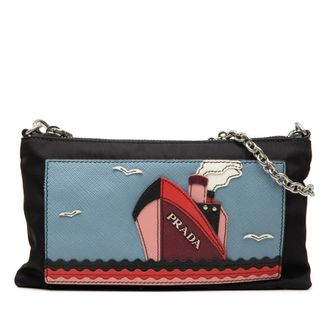 Prada Pre-owned Prada Tessuto and Saffiano Ship Chain Pochette Ladies PB7ZYZM15891BE0Z