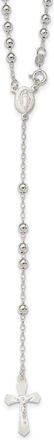 Diamond2Deal Sterling Silver Polished Bead 18 inch Rosary Necklace 18