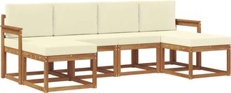 vidaXL Conjunto De Sof&aacute;s De Exterior 6 Uds. Natural Y Crema Vidaxl