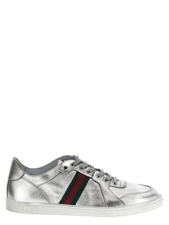Gucci Silver Lamb Leather Athletic Womens Sneakers