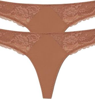 Skarlett Blue Minx Lace Thong 2-Pack in Gleam at Nordstrom, Size X-Small