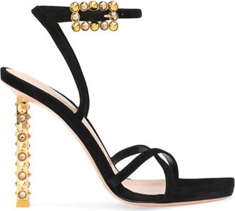 Gianvito Rossi Zwarte Krokodil Sandalen - Dames - Sandalen met hakken - Zwart - 36 1/2 EU - Schoenen