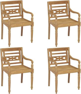 vidaXL Batavia Chairs 4 pcs Solid Teak Wood vidaXL