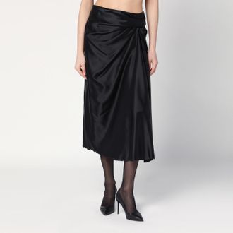Balenciaga Gonna drappeggiata nera in twill di cupro