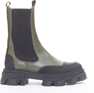 Ganni Ganni Leather Rubber Chelsea Boots