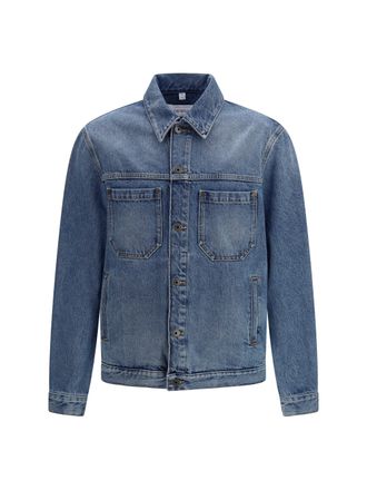 Off-white Mens Denim Jacket Half Arrow Light Medium Blue Cotton