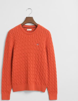 GANT Teens Shield Cotton Cable Knit Crew Neck Sweater (158/164) DEEP ORANGE