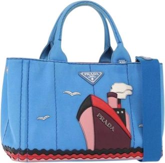 Prada Pre-owned Handbags, female, Blue, Size: ONE SIZE Pre-owned Vintage Canvas Handbag