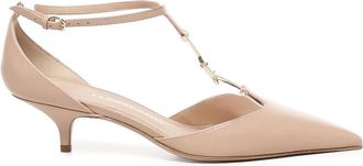 Ferragamo Buckle Slingback - Dames - Pumps - Roze - 38 1/2 EU - Leer - Schoenen