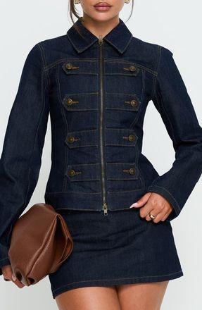 Princess Polly Cristen Cadet Denim Jacket in Indigo at Nordstrom, Size 2