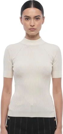 Stella McCartney White Knitted Mock Collar Sweater