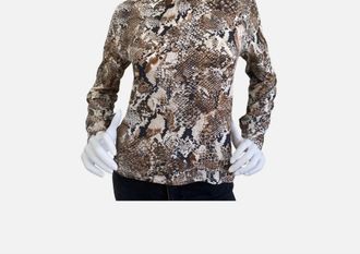 Elliott Lauren Snakeskin Mock Neck Top In Brown/black