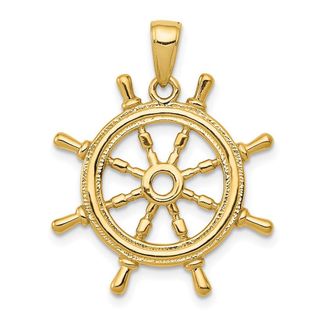 Diamond2Deal 10k Yellow Gold 3D Ships Wheel Pendant
