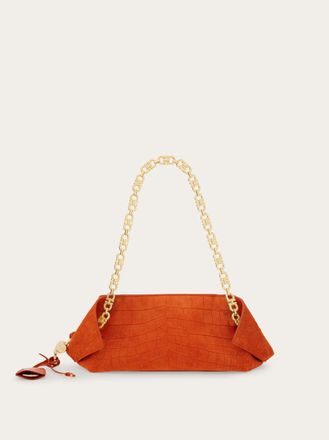 Ferragamo Women Gancini chain folded shoulder bag (S) Orange