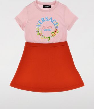 Versace Abito in cotone bicolor con logo floreale Versace