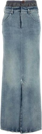 Maison Margiela Maxi Denim Rok met Split - Dames - Spijkerrokken - Blauw - 3XS - Denim - Rokken