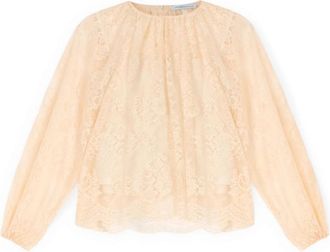 Motivi Kanten Blouse met Raglanmouwen - Dames - Blouses - Beige - M - Polyester - Overhemden