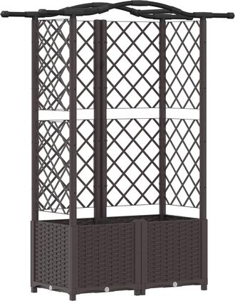 vidaXL Cama Elevada Con Trellis Y Techo Marr&oacute;n 122 X 40 X 138 Cm Pp Vidaxl